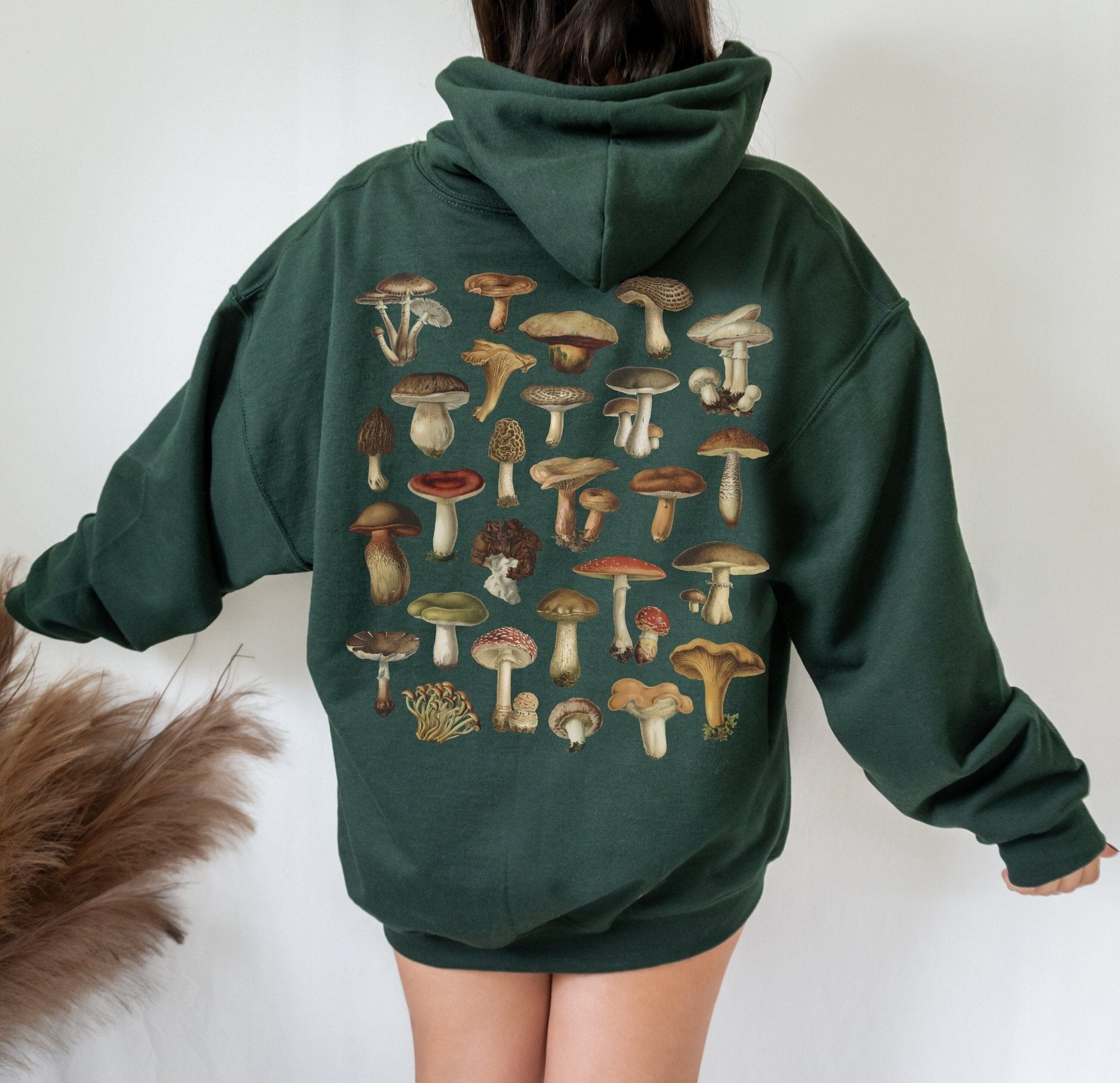 Botanical Mushroom Hoodie Dark Cottagecore Hoodie 