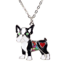 Load image into Gallery viewer, Boston Terrier Puppy Enamel Necklace - Tiny Beast Designs
