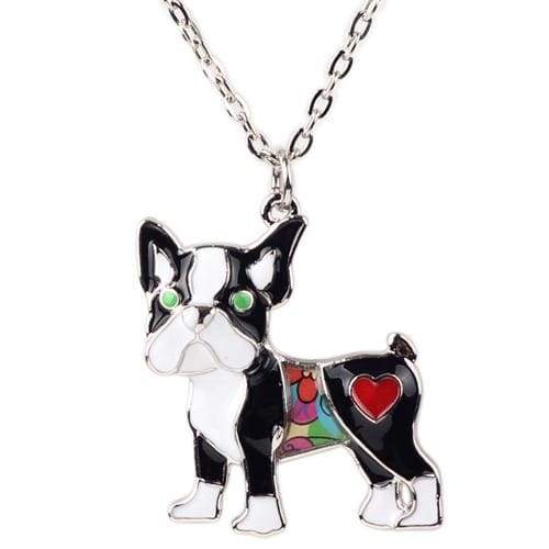 Boston Terrier Puppy Enamel Necklace - Tiny Beast Designs