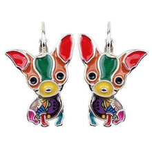 Load image into Gallery viewer, Chihuahua Enamel Drop Earrings - Tiny Beast Designs
