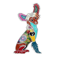 Load image into Gallery viewer, Chinese Crested Enamel Brooch - Tiny Beast Designs
