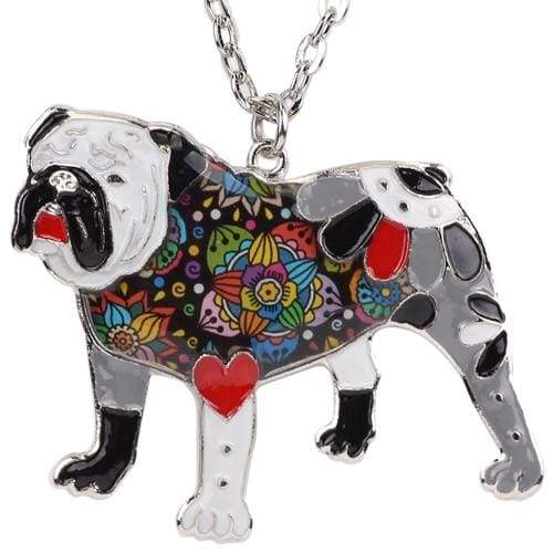 English Bulldog Enamel Necklace - Tiny Beast Designs