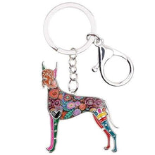 Load image into Gallery viewer, Great Dane Enamel Keychain - Tiny Beast Designs
