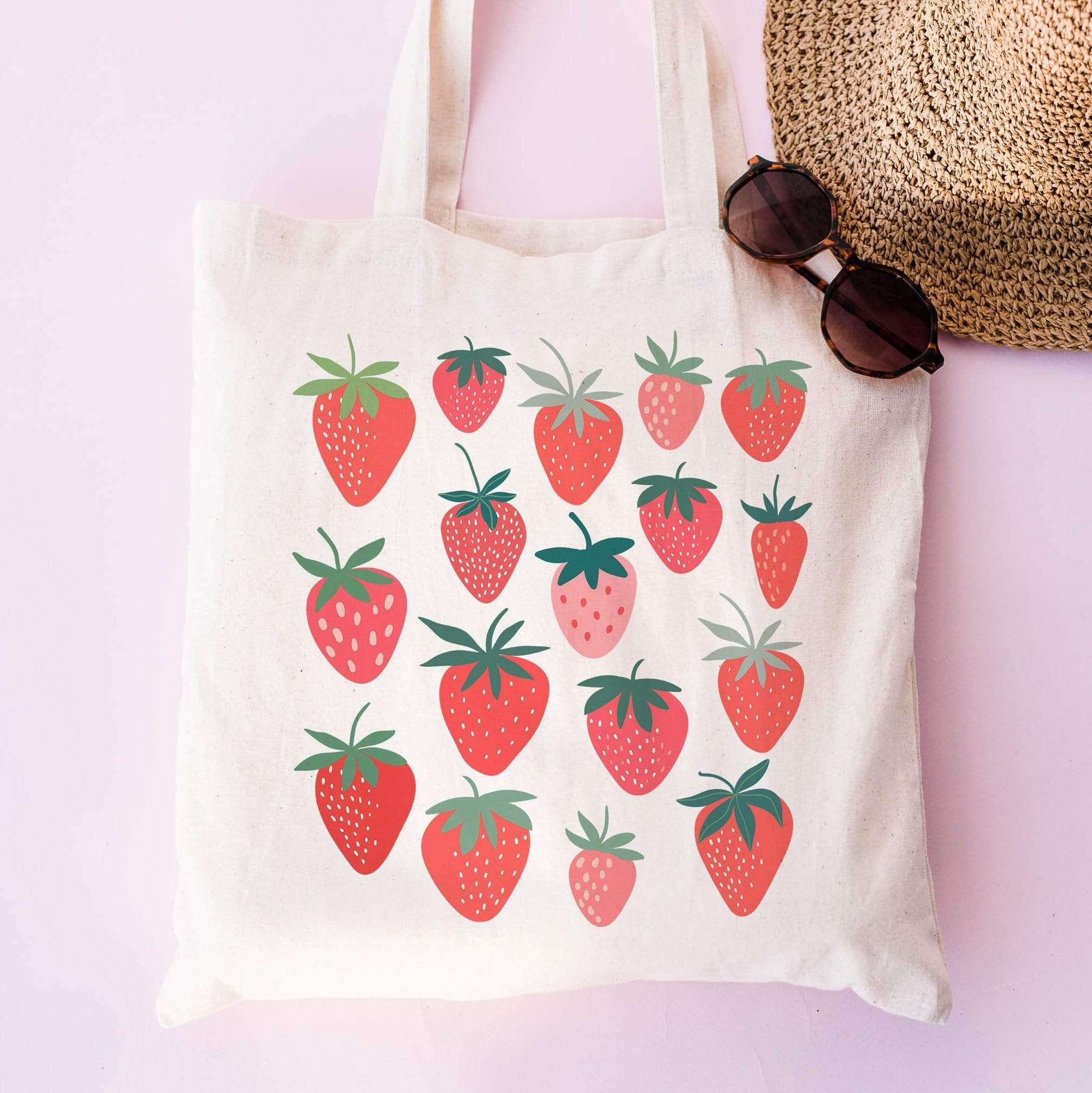 Kawaii Strawberry Pattern Tote Bag Borsa A Tracolla A Grande